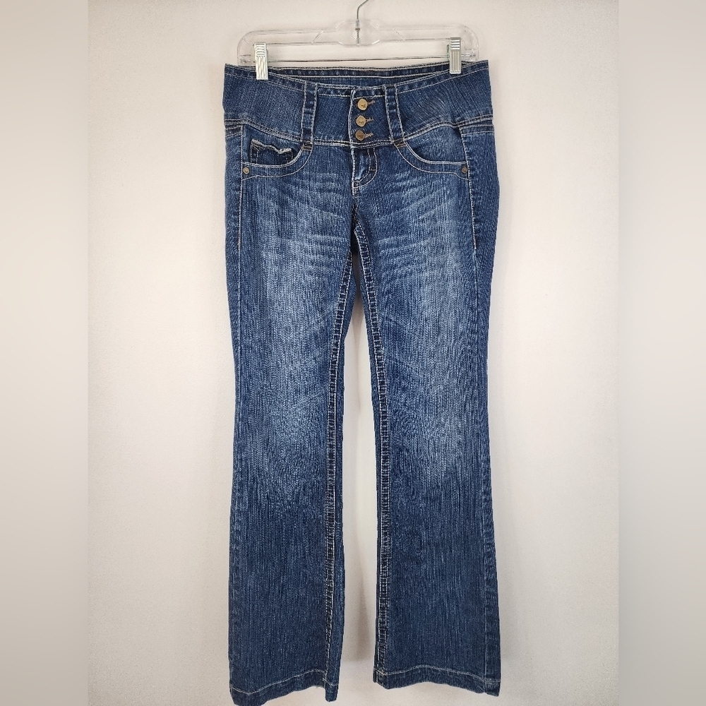 Industrial Cotton Y2K Low Rise Bootcut Jeans 3 Button Waist Size 9